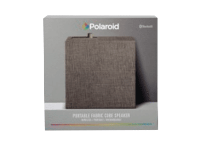 Polaroid Portable Fabric Cube Speaker with Bluetooth –Gray