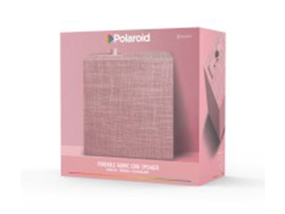 Polaroid Portable Fabric Cube Speaker with Bluetooth –Pink