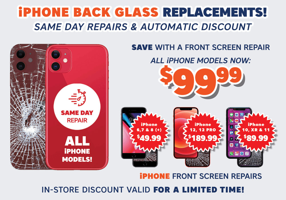 Battery Joe Coupon Discount - iPhone Back Glass Replacement Repairs 99.99 Special