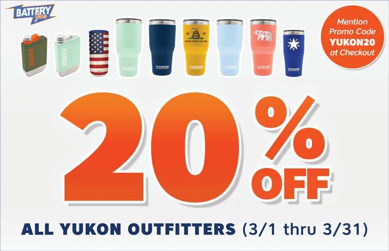 Battery-Joe-March-2023-Discounts_20-Percent-Off-Yukon-Outfitters