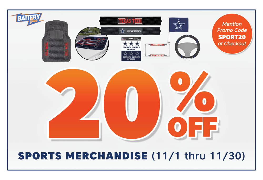 Battery Joe November 2023 In-Store Discount - 20% OFF Sports Merchandise