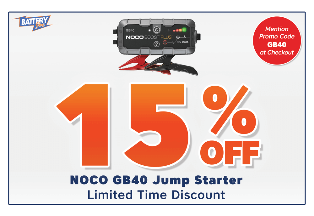Battery Joe Discount for May 2024 - 15% OFF NOCO GB40 Jump Starter