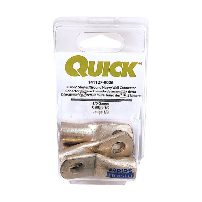 Quick Cable Fusion Heavy Wall 1/0 Gauge Copper Battery Lug 3/8" Stud - Starter/Ground Terminal, 100% Copper (141127-2100-005)