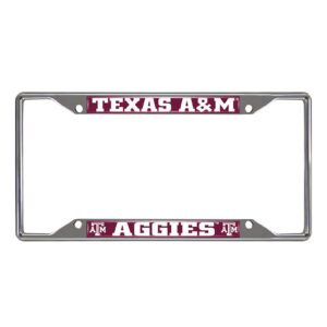 Texas A&M Aggies Chrome Metal License Plate Frame, 6.25in x 12.25in (14895)