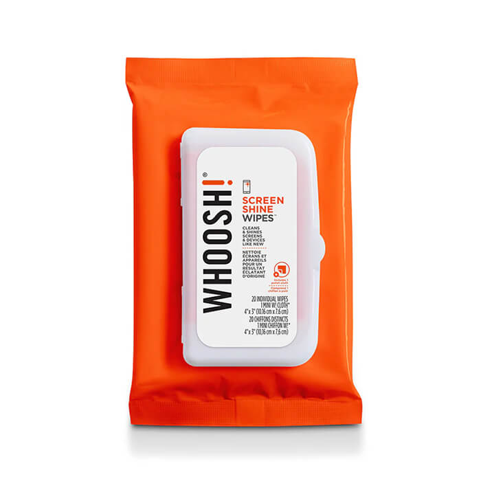 WHOOSH! Screen Shine Wipes 20 Pack, Cleaning Kit with Microfiber Cloth (1FG20WPENSP)