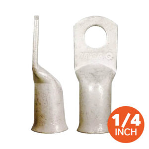 Quick Cable MAX 2/0 Gauge Copper Battery Lug 1/4" Stud Straight Tin Plated - Heavy Duty 100% Copper Terminal (5956-2100-005D)