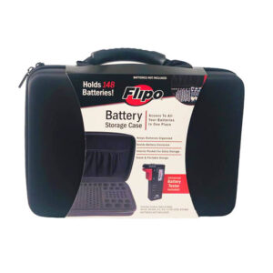 Flipo Battery Storage Case with Battery Tester - Holds 148 Batteries (B-CASELG-BK)