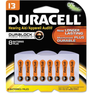 Duracell Zinc Air 1.4 Volt Hearing Aid Batteries, Size 13 - 8 Pack (DA13B8)