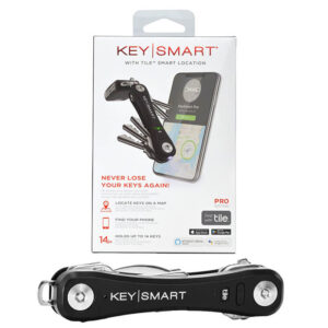 KeySmart Pro Key Holder with Tile Smart Bluetooth Tracking Location - Black (KS411-BLK)