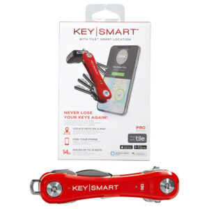 KeySmart Pro Key Holder with Tile Smart Bluetooth Tracking Location - Red (KS411-RED)