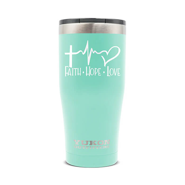 Yukon Outfitters 20oz Tumbler - Faith, Hope, Love, Mint (MGYT20FHL07)