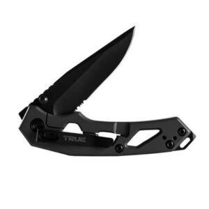 True Utility Pocket Knife - 3.25" 8Cr13MoV Drop Point Blade, Titanium Coated Stainless Steel Frame Lock Handle (TRU-FMK-0004)