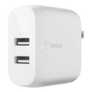Belkin BoostCharge, Dual USB-A Wall Charger 24W, 4.8 Amps Total Output (WCB002DQWH)