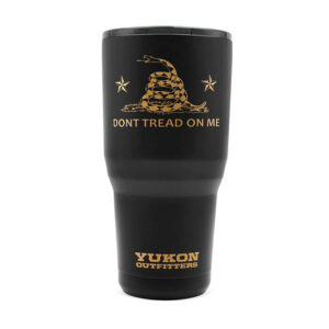 Yukon Outfitters 30oz Tumbler - Don't Tread On Me, Black with Gold (YO30DTMB)
