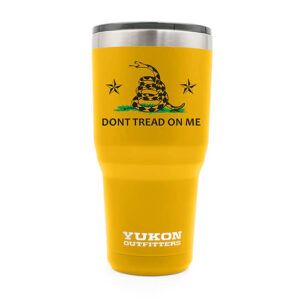 Yukon Outfitters 30oz Tumbler - Don’t Tread On Me, Gold (YO30GOLDSNAKE)