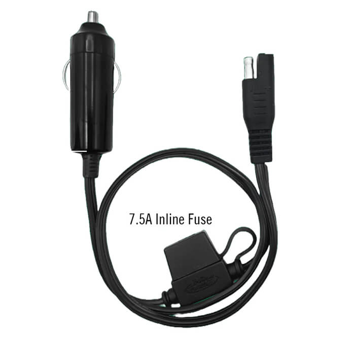 Battery Tender Quick Disconnect 12V Outlet Adapter Cable - Cigarette Plug 22" SAE 7.5A Fuse (081-0069-5)
