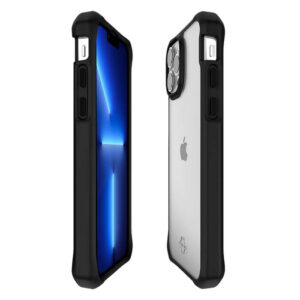 IItskins HYBRID R Solid iPhone 13 Pro Max Protective Case - Black Transparent (AP2M-HYBSO-PBTR)