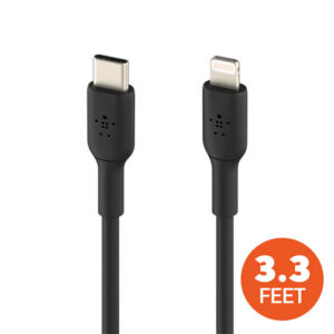 Belkin BoostCharge USB-C to Lightning Cable 1m 3.3ft Fast Charge iPhone Black (CAA003BT1MBK)