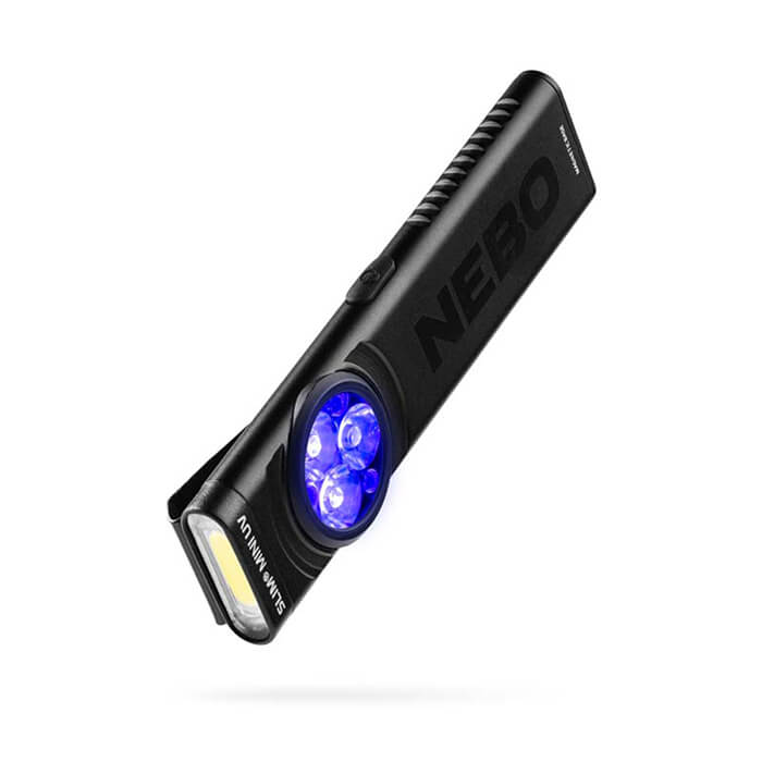 NEBO SLIM MINI UV 2-in-1 150 Lumen Rechargeable Pocket Light with Dual UV-A LEDs, Magnetic Base and Pocket Clip (NEB-POC-1005)