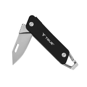 True Utility Keychain Knife - 1.5" 8Cr13MoV Stainless Steel Clip Point with Black Aluminum Handle (TRU-KNF-0001)