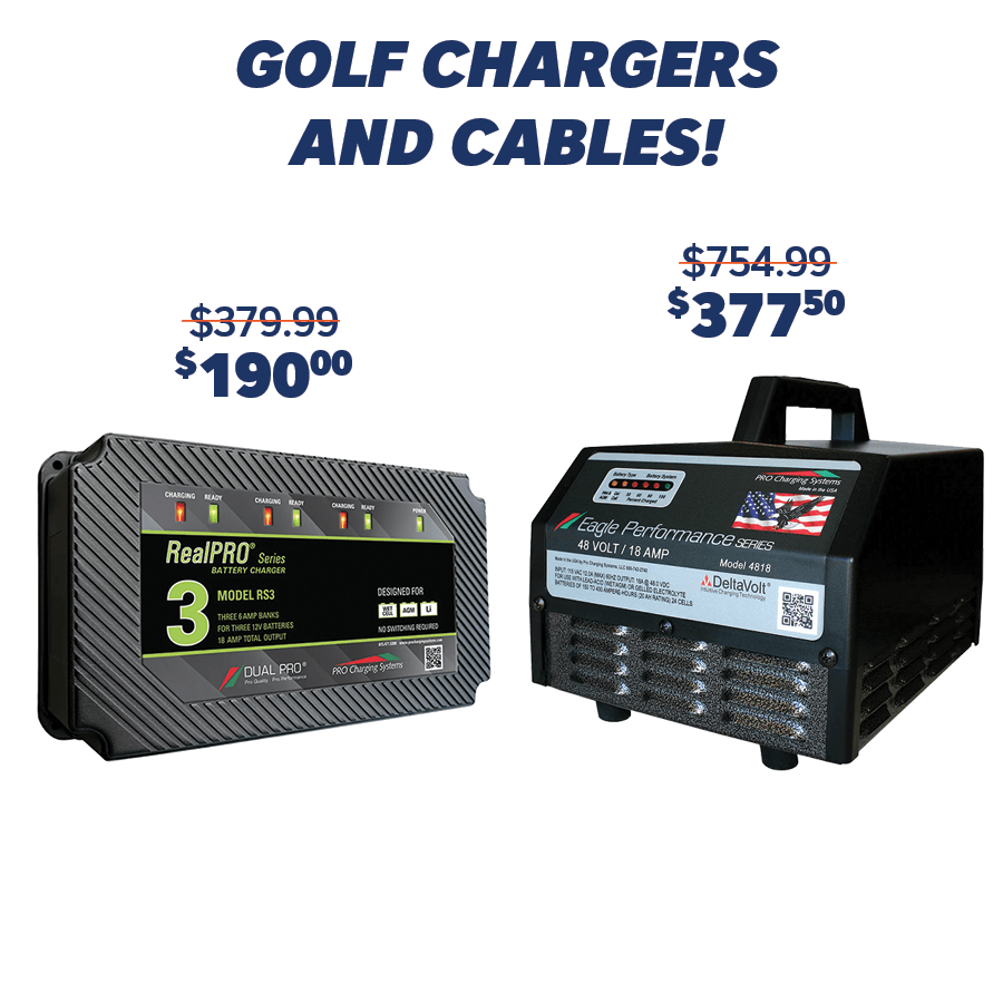 Gold Chargers, Cables, and Pro Charging Systems special discounts at Battery Joe