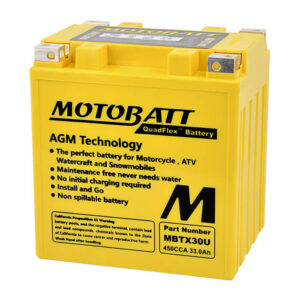 Motobatt MBTX30U 12V AGM Quadflex Powersport Battery - Replaces YIX30L (MBTX30U)